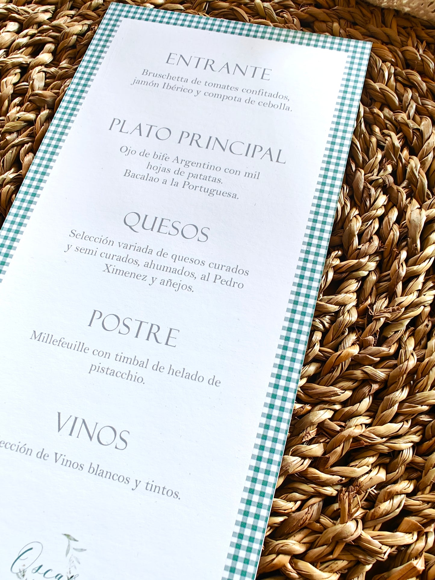 Minuta - Menú para mesa personalizado Primera Comunión COLECCIÓN VERONA