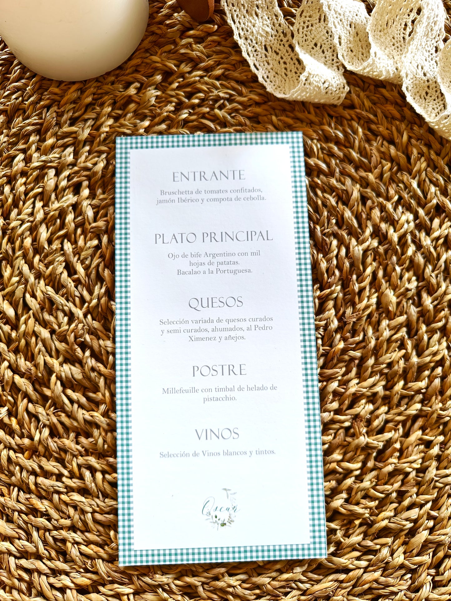 Minuta - Menú para mesa personalizado Primera Comunión COLECCIÓN VERONA