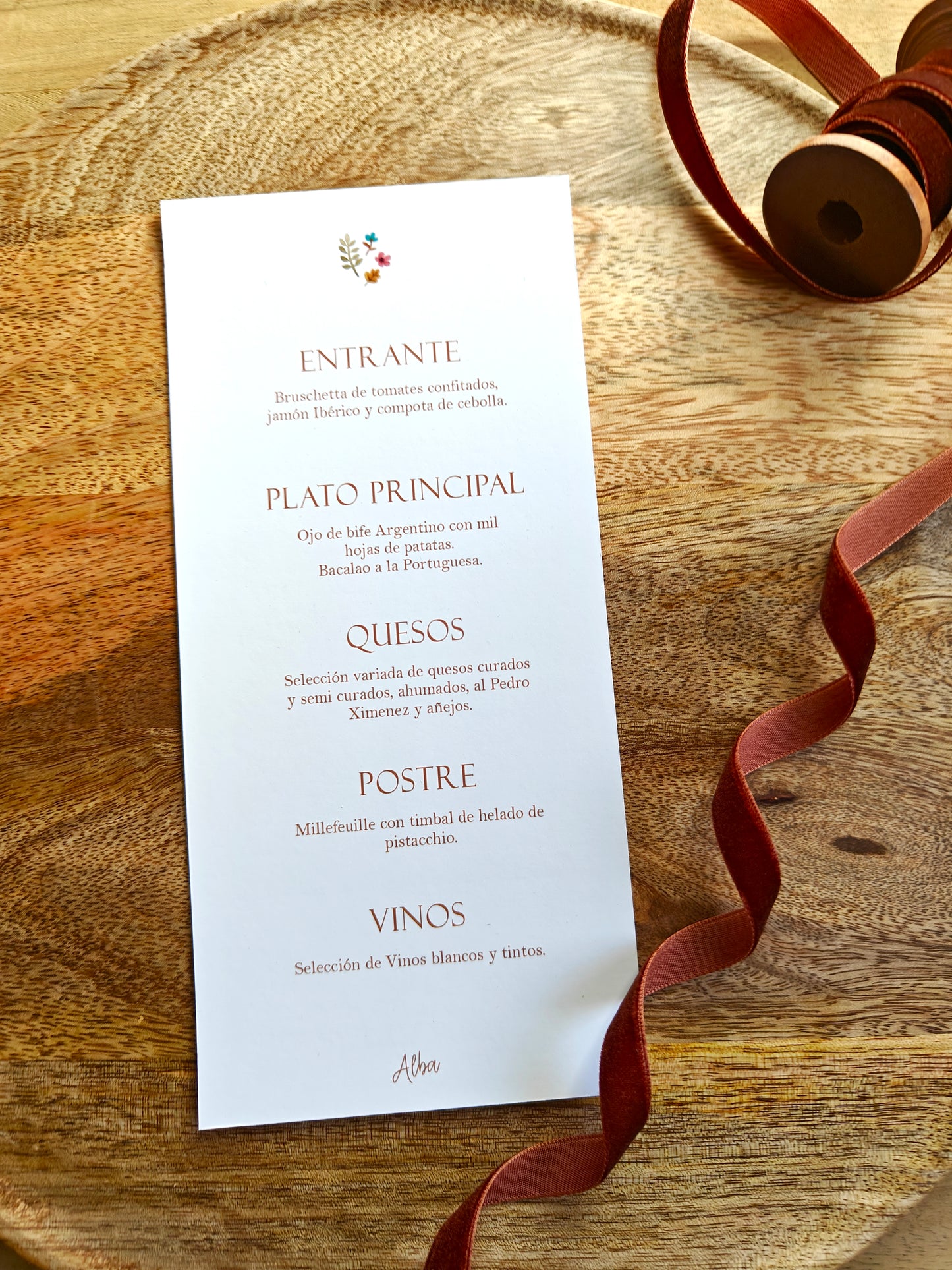 Minuta - Menú para mesa personalizado Bautizo COLECCIÓN MARGARITE