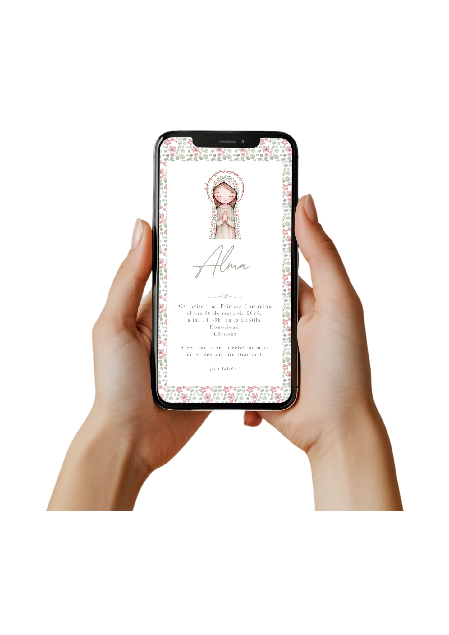 Invitación digital personalizada Comunión VIRGENCITA