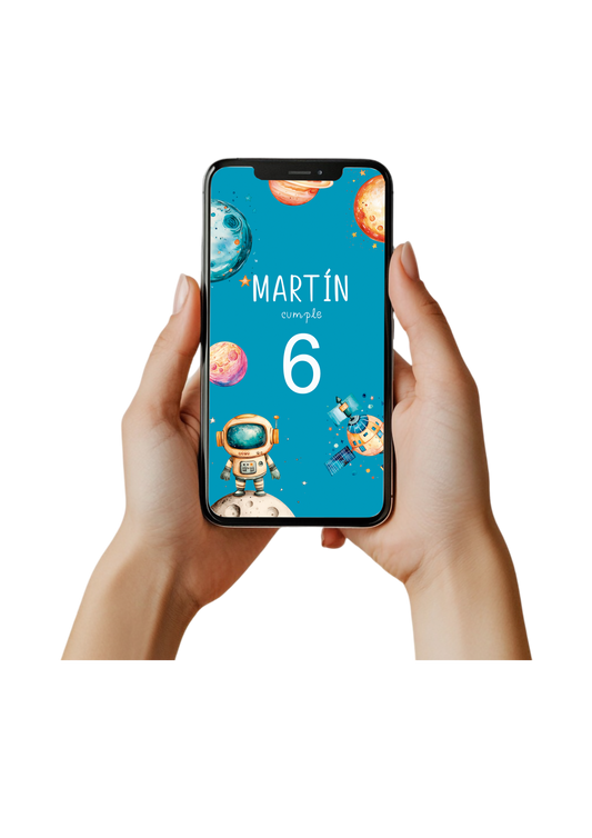 Invitación digital personalizada cumpleaños y festejos COSMIC PARTY