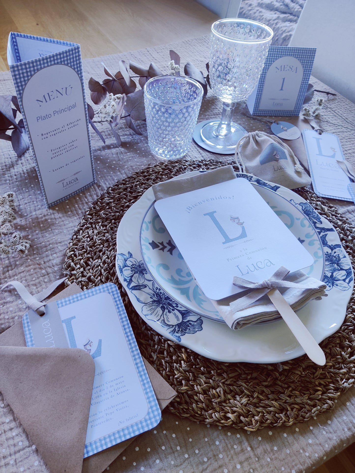 Número de mesa personalizado Primera Comunión COLECCIÓN INICIAL + Pajarito marinero