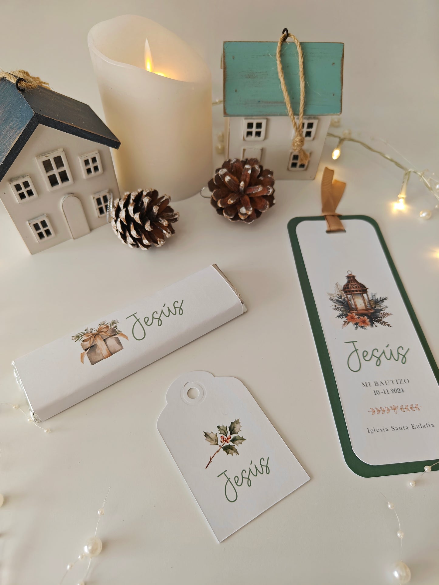 PACK decoración papelería y detalles BAUTIZO NAVIDAD