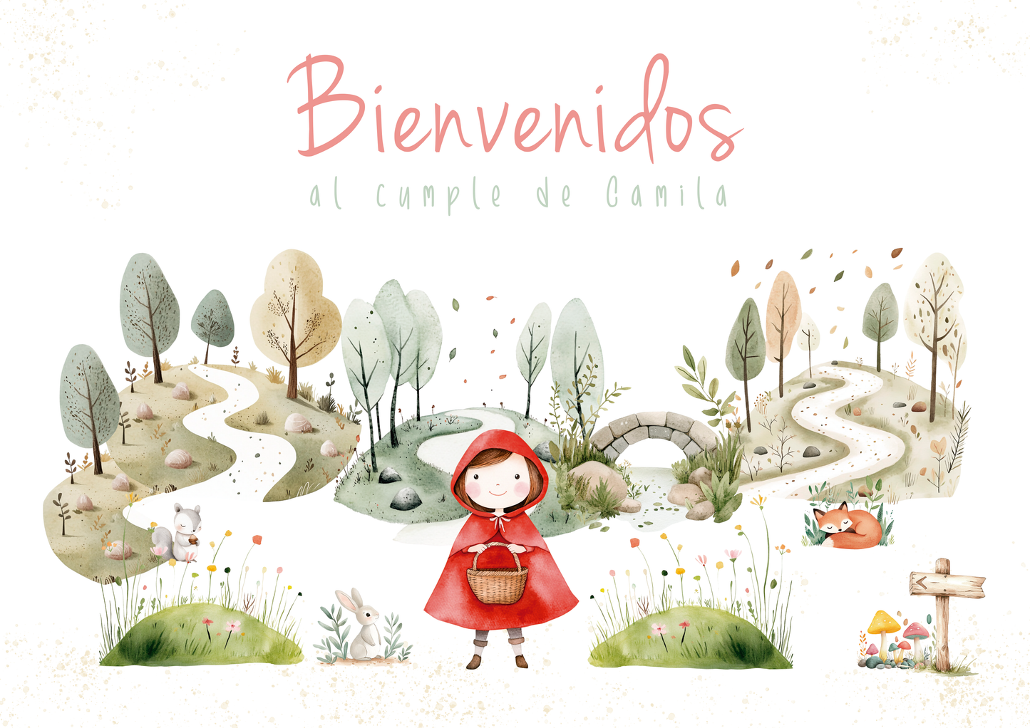 Pack decoración, papelería y detalles (Cuentos clásicos) Festejos y cumpleaños RED LITTLE RIDING HOOD