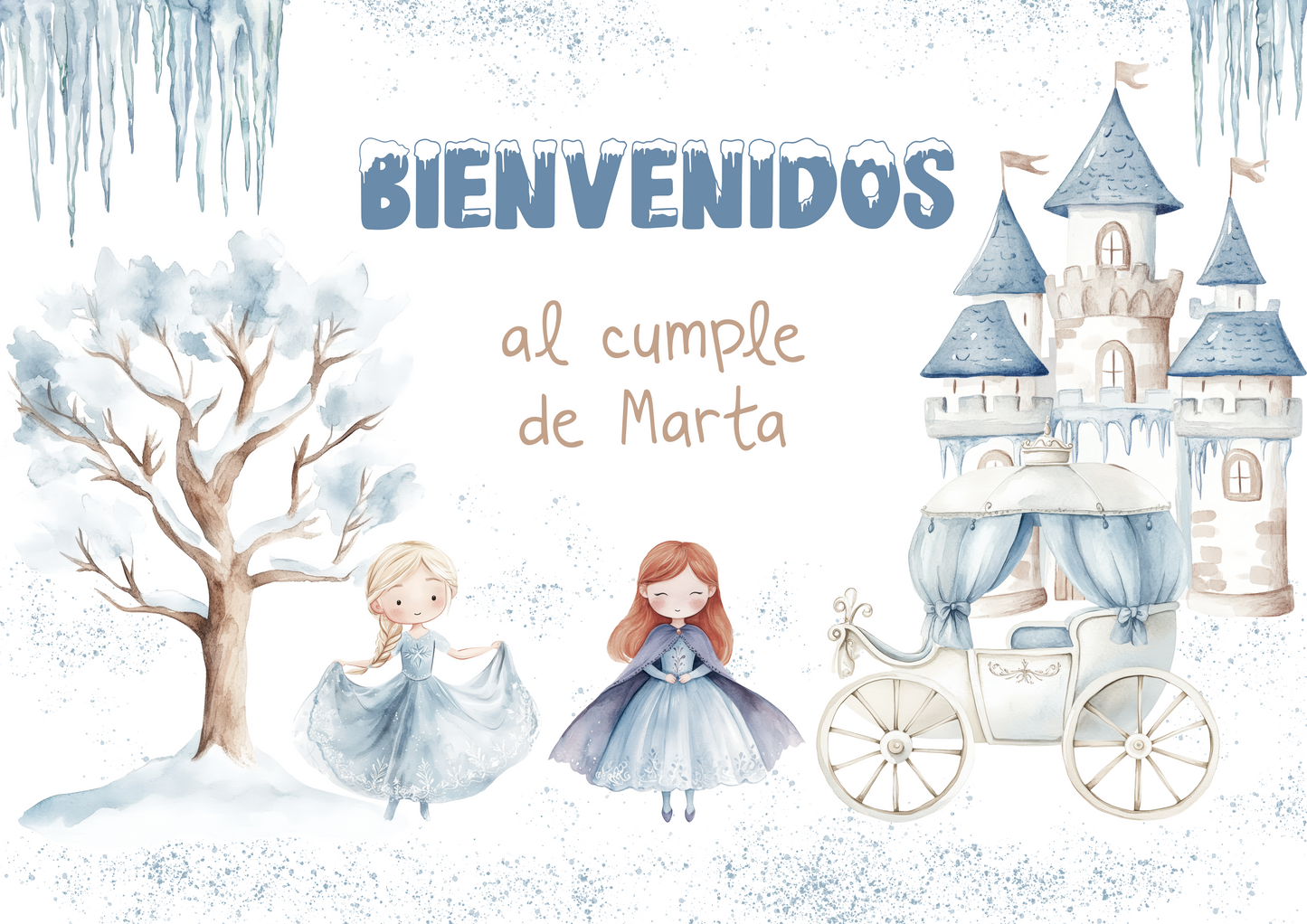 Pack decoración, papelería y detalles (Cuentos clásicos) Festejos y cumpleaños ICE PRINCESS