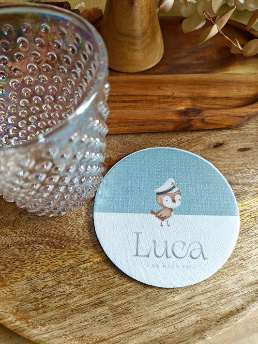 Posa vasos personalizado Comunión COLECCIÓN INICIAL + Pajarito marinero