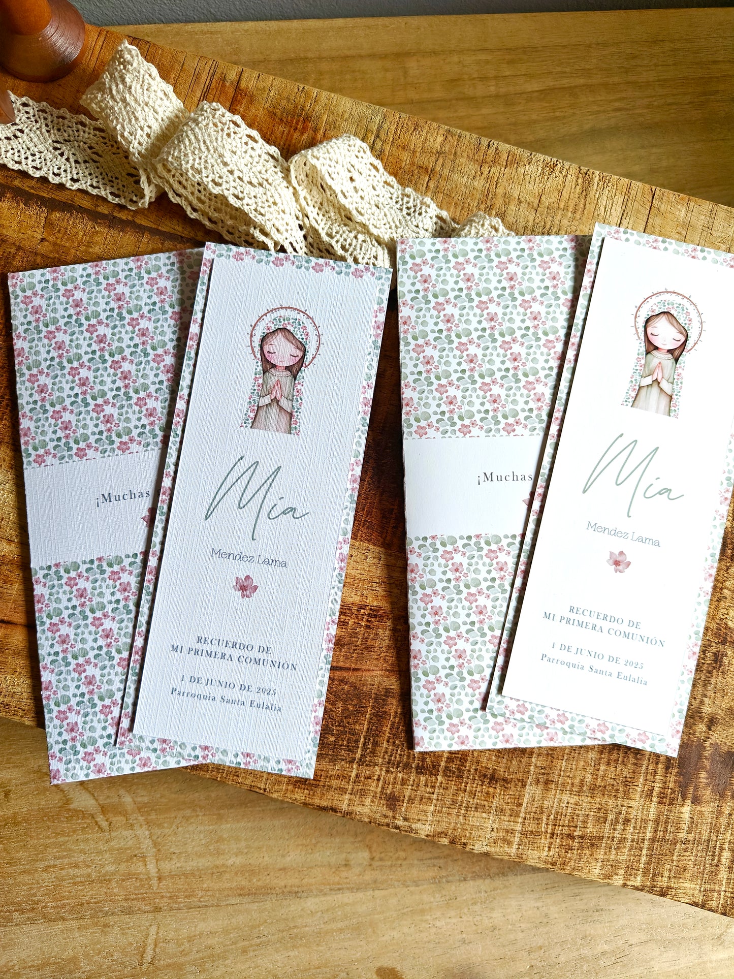 Recordatorio / Punto de libro personalizado Comunión COLECCIÓN VIRGENCITA