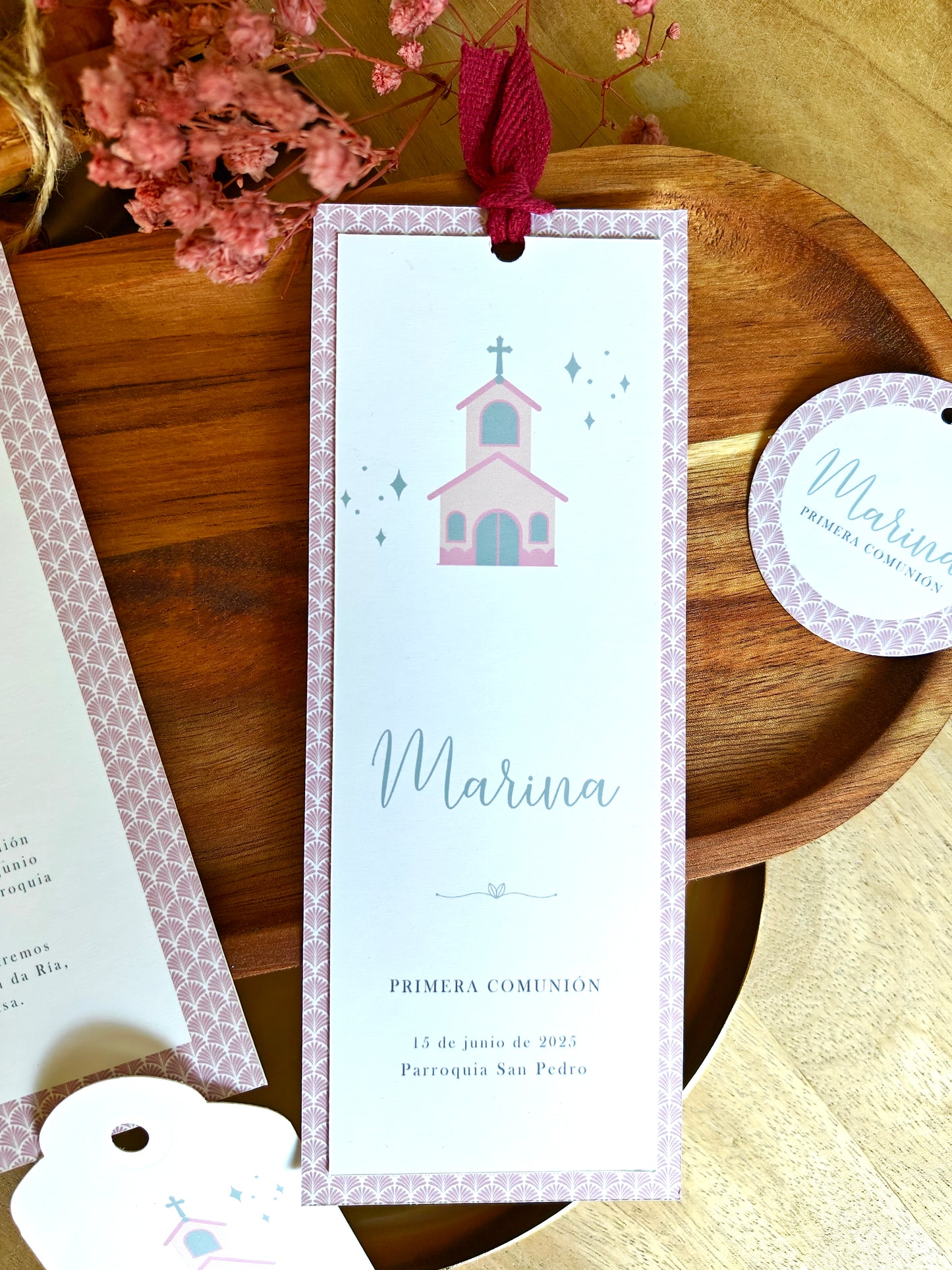 Recordatorio / Punto de libro personalizado Comunión COLECCIÓN IMAGINE CAPILLA