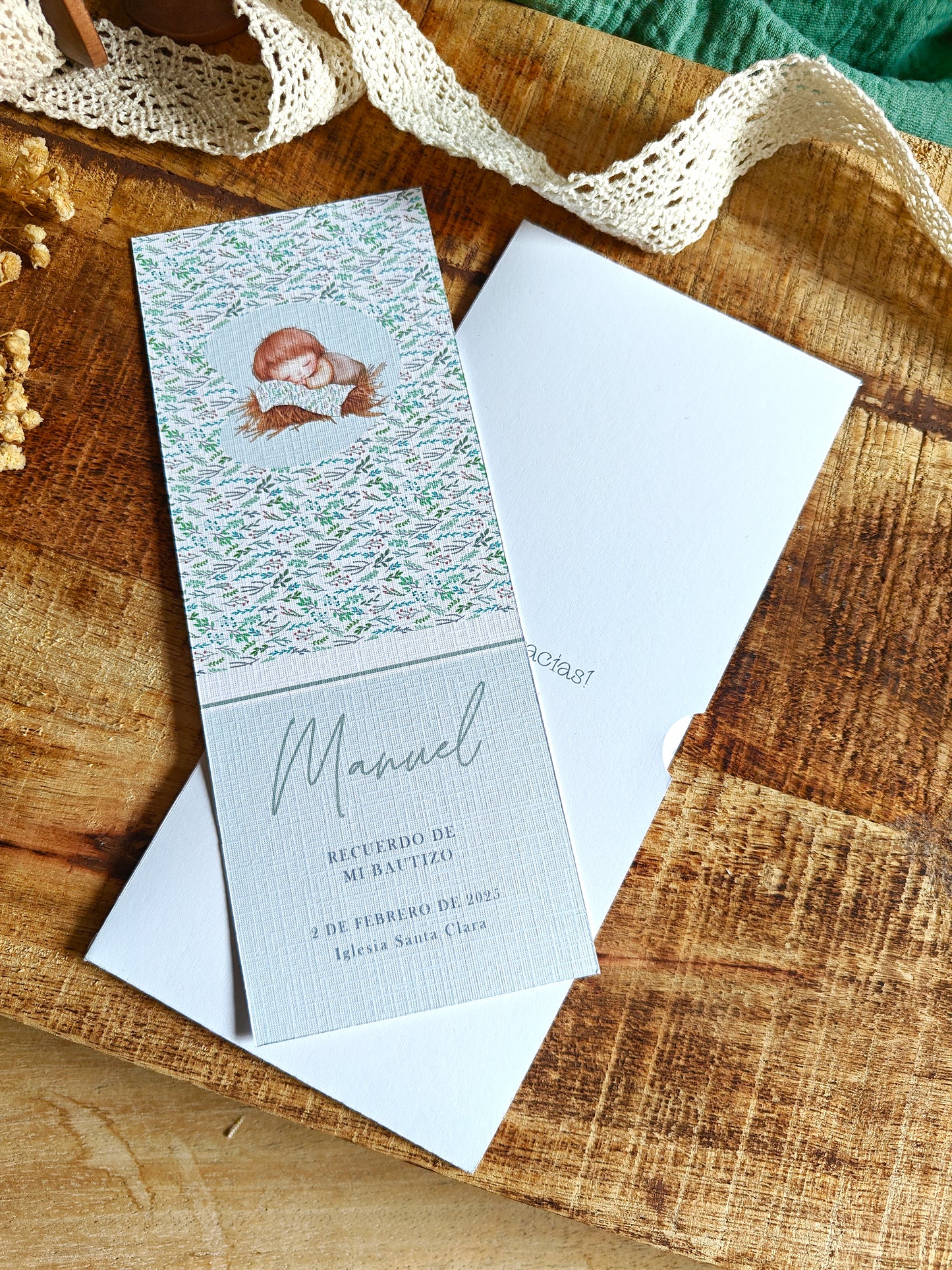 Recordatorio / Punto de libro personalizado Bautizo COLECCIÓN BABY BOY