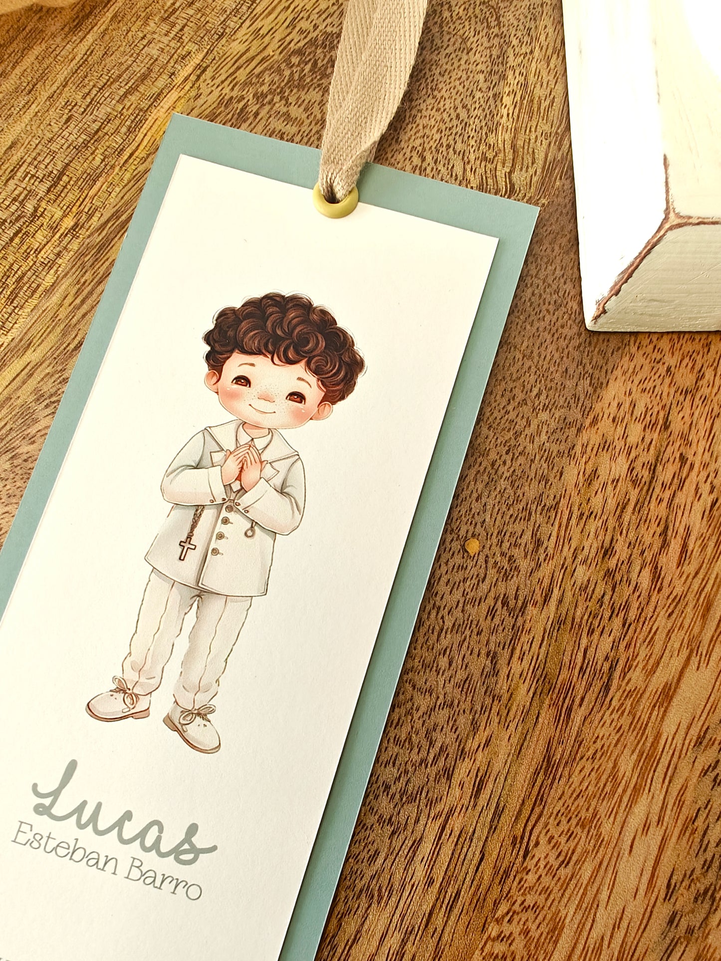 Recordatorio / Punto de libro personalizado Comunión COLECCIÓN CIELO