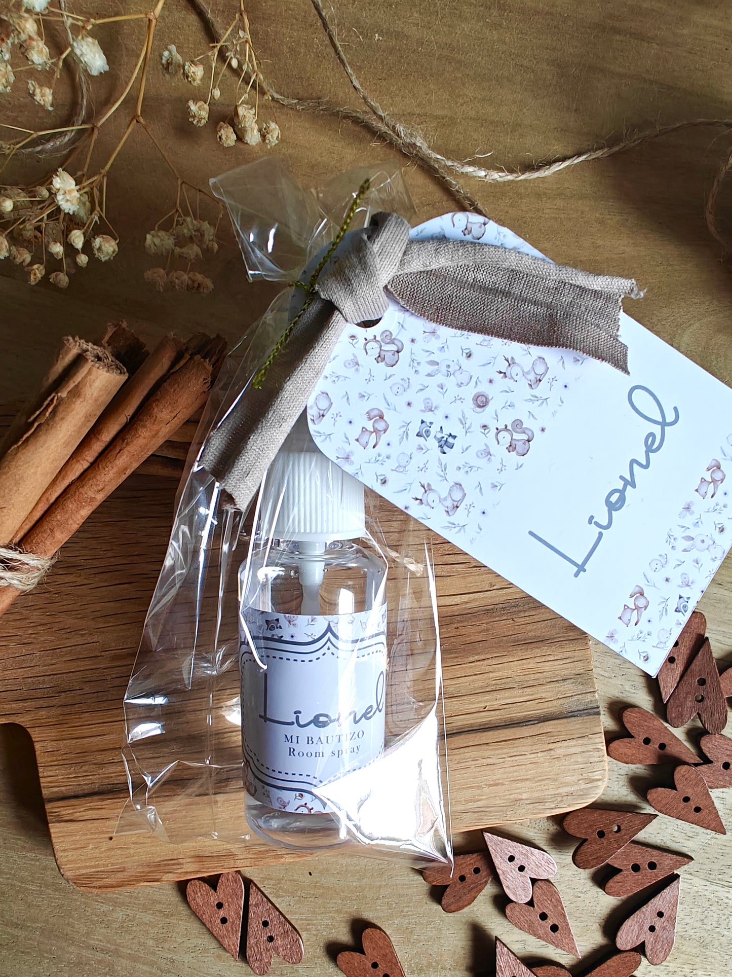 Spray para ambiente personalizado Bautizo COLECCION WOODLAND