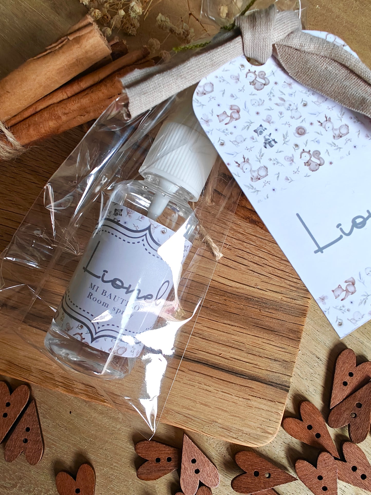 Spray para ambiente personalizado Bautizo COLECCION WOODLAND