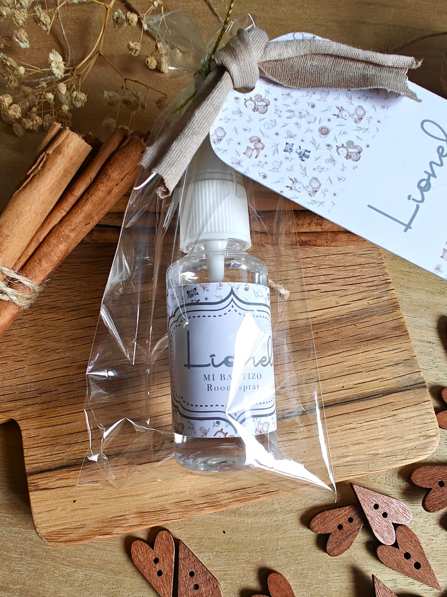 Spray para ambiente personalizado Bautizo COLECCION WOODLAND