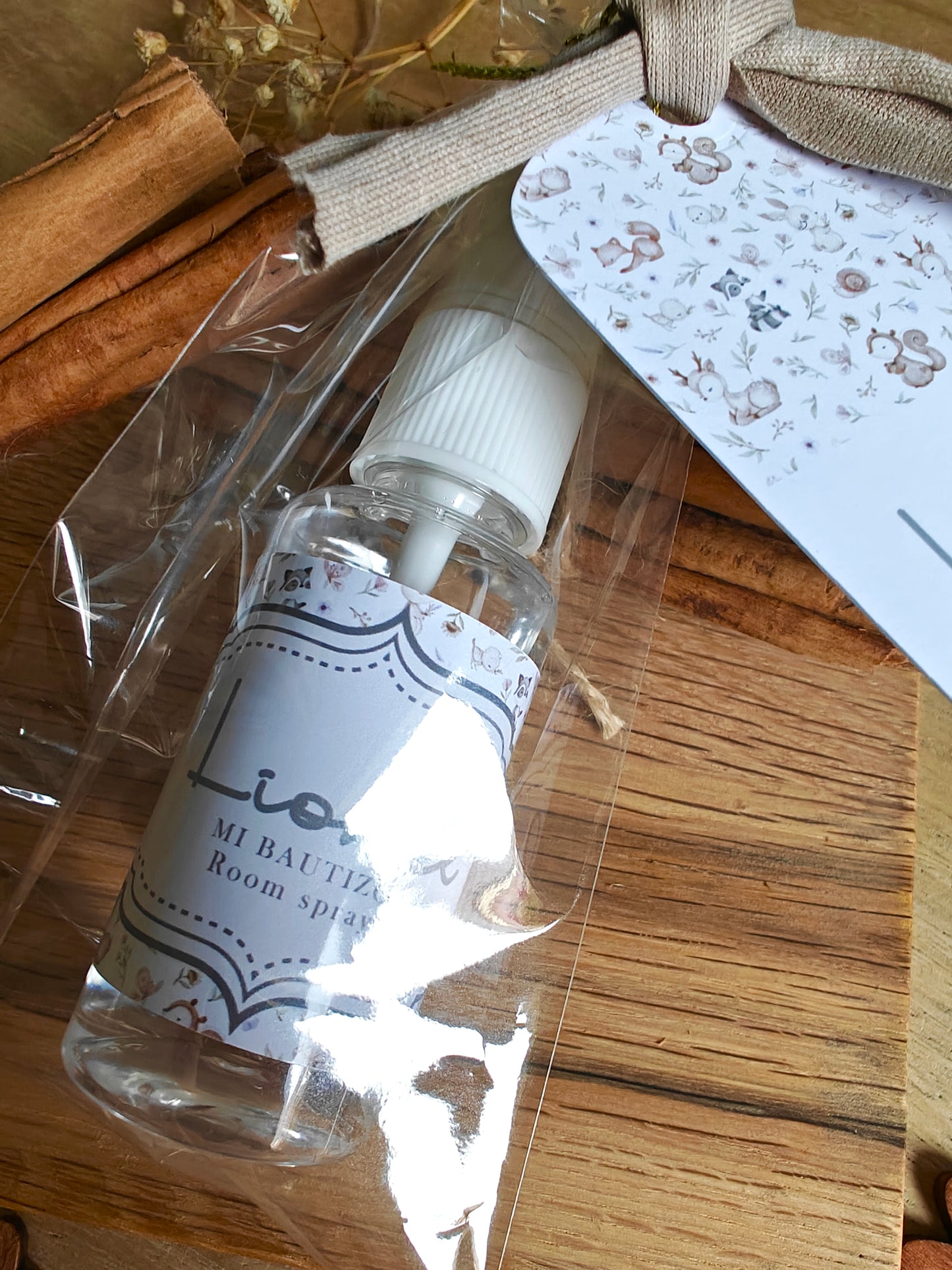 Spray para ambiente personalizado Bautizo COLECCION WOODLAND