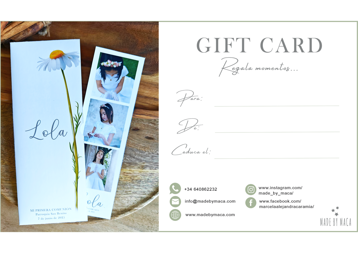 GIFT CARD Regala momentos..