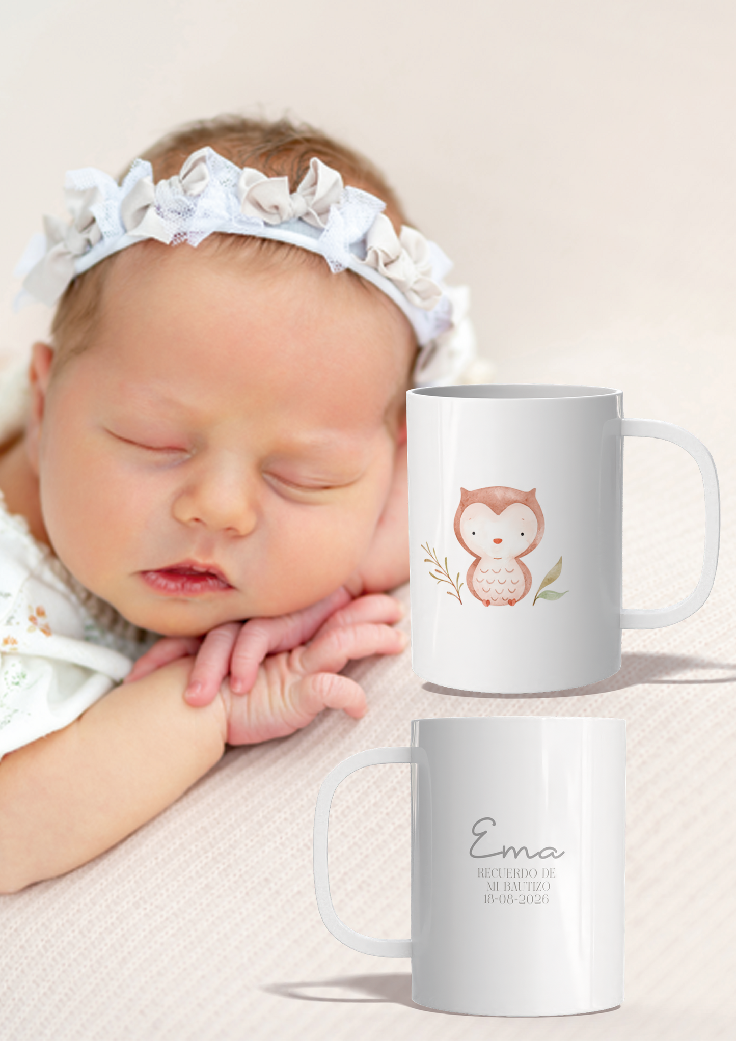 Taza loza personalizada Bautizo COLECCIÓN WOODLAND ´NEW¨