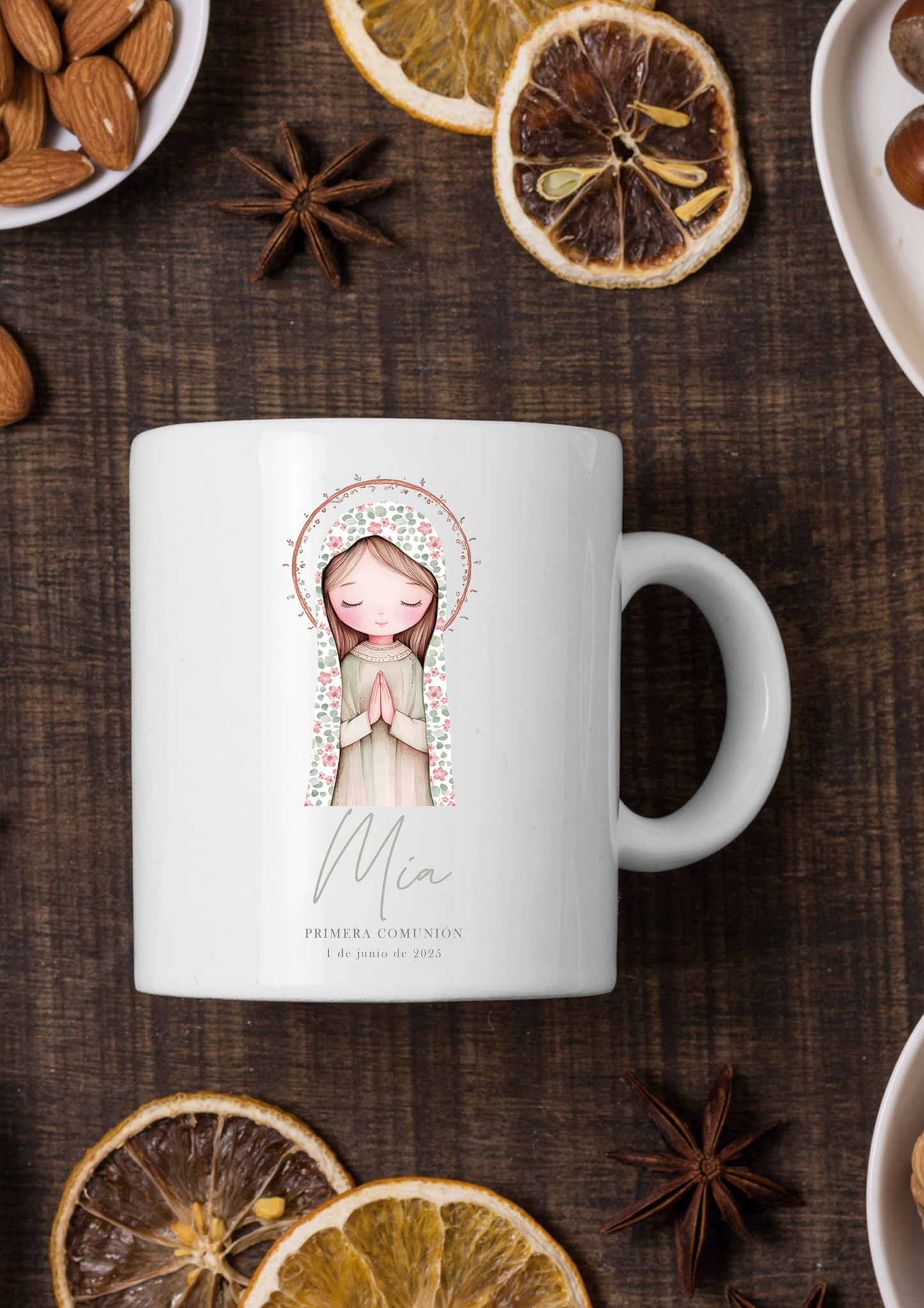 Taza loza personalizada Primera Comunión COLECCIÓN VIRGENCITA