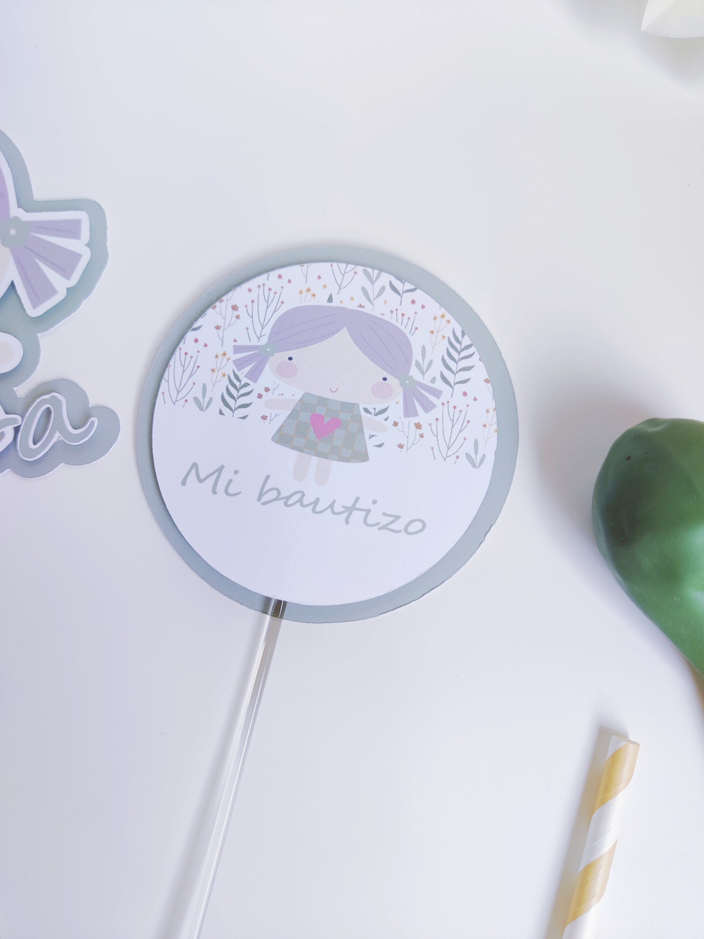 Topper tarta x2 personalizados Bautizo