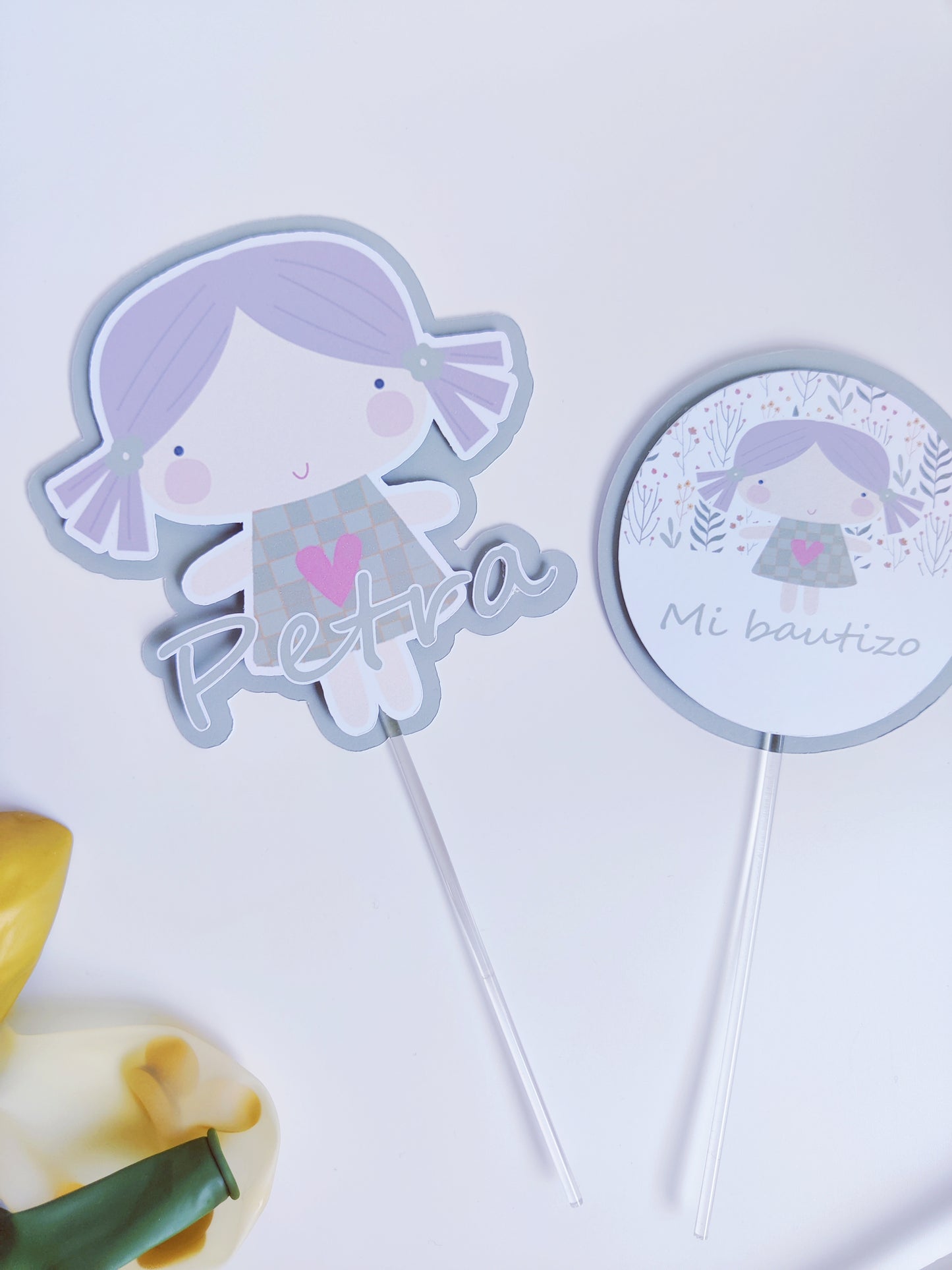 Topper tarta x2 personalizados Bautizo