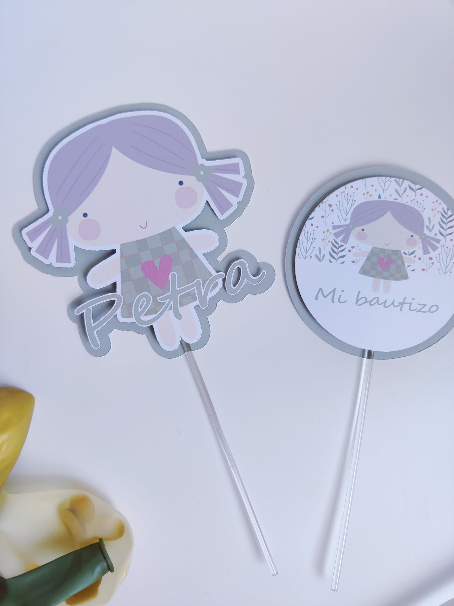 Topper tarta x2 personalizados Bautizo
