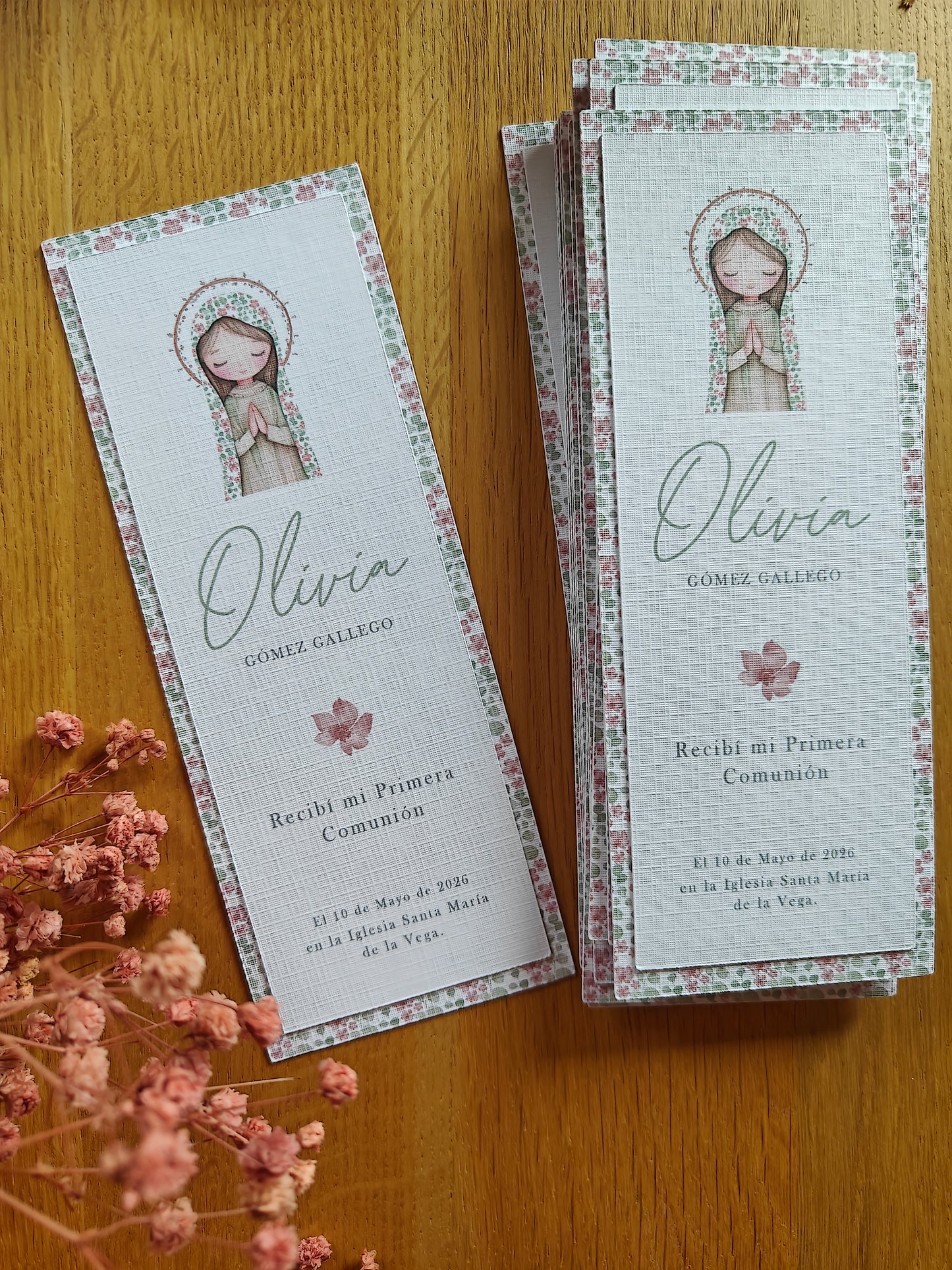Recordatorio / Punto de libro personalizado Comunión COLECCIÓN VIRGENCITA