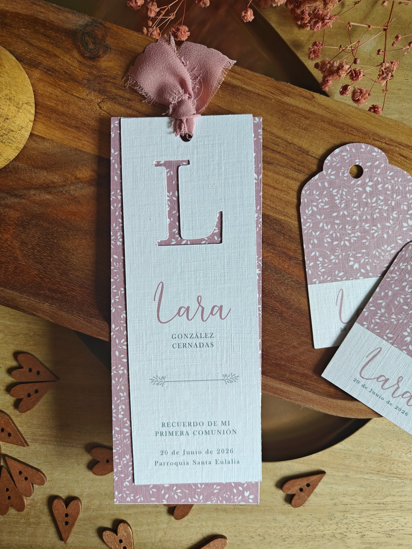 Recordatorio / Punto de libro personalizado Comunión COLECCIÓN INICIAL CALADA (NEW)