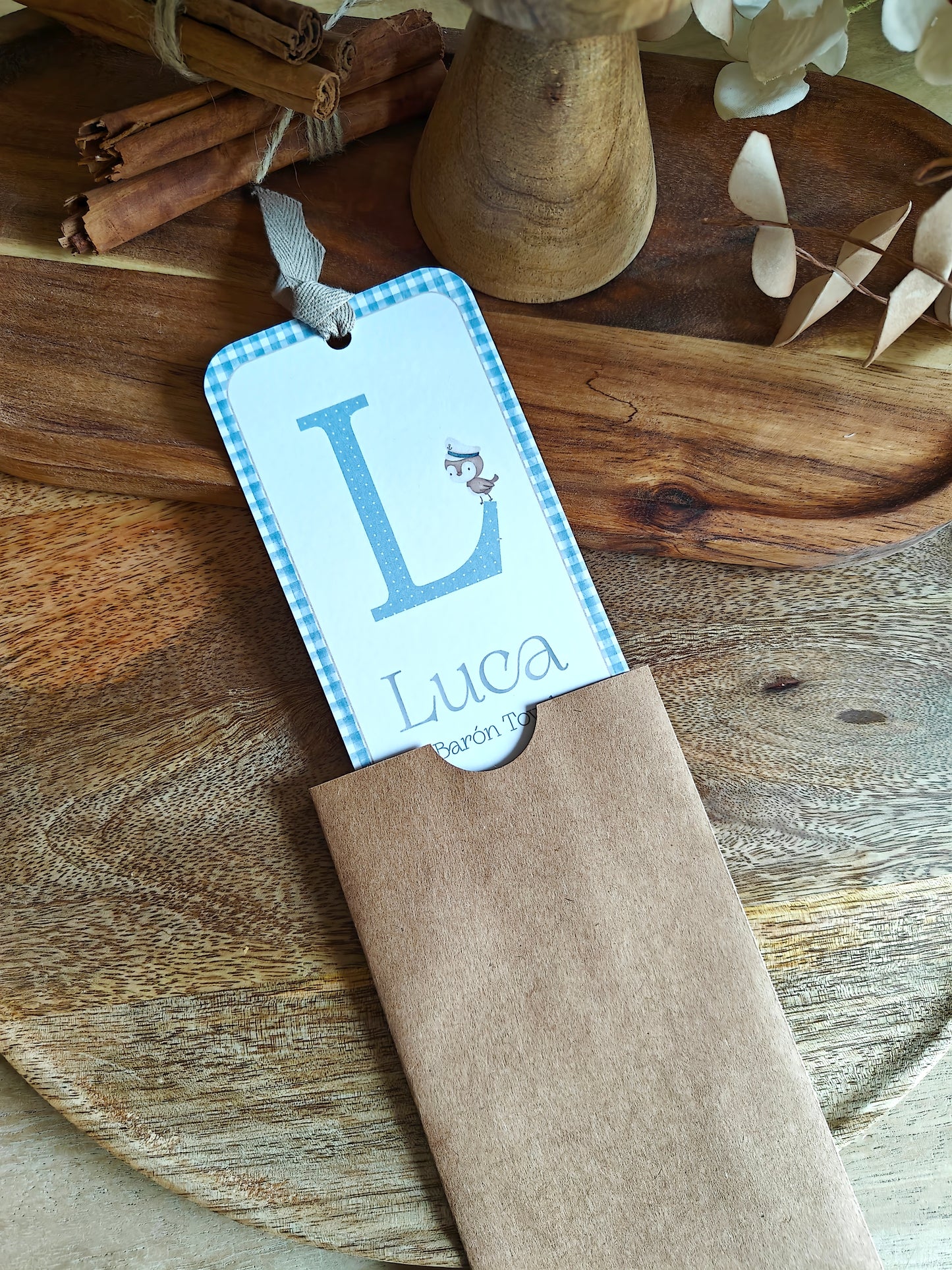 Recordatorio / Punto de libro personalizado Comunión COLECCIÓN INICIAL + Pajarito marinero