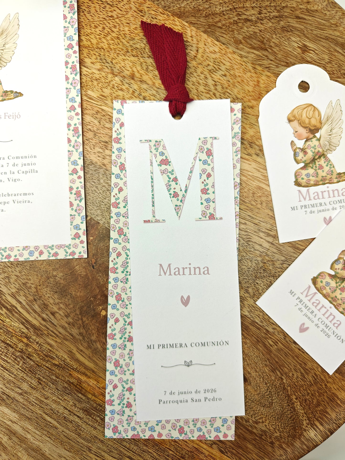 Recordatorio / Punto de libro personalizado Comunión COLECCIÓN ANGELITO NIÑA (NEW)