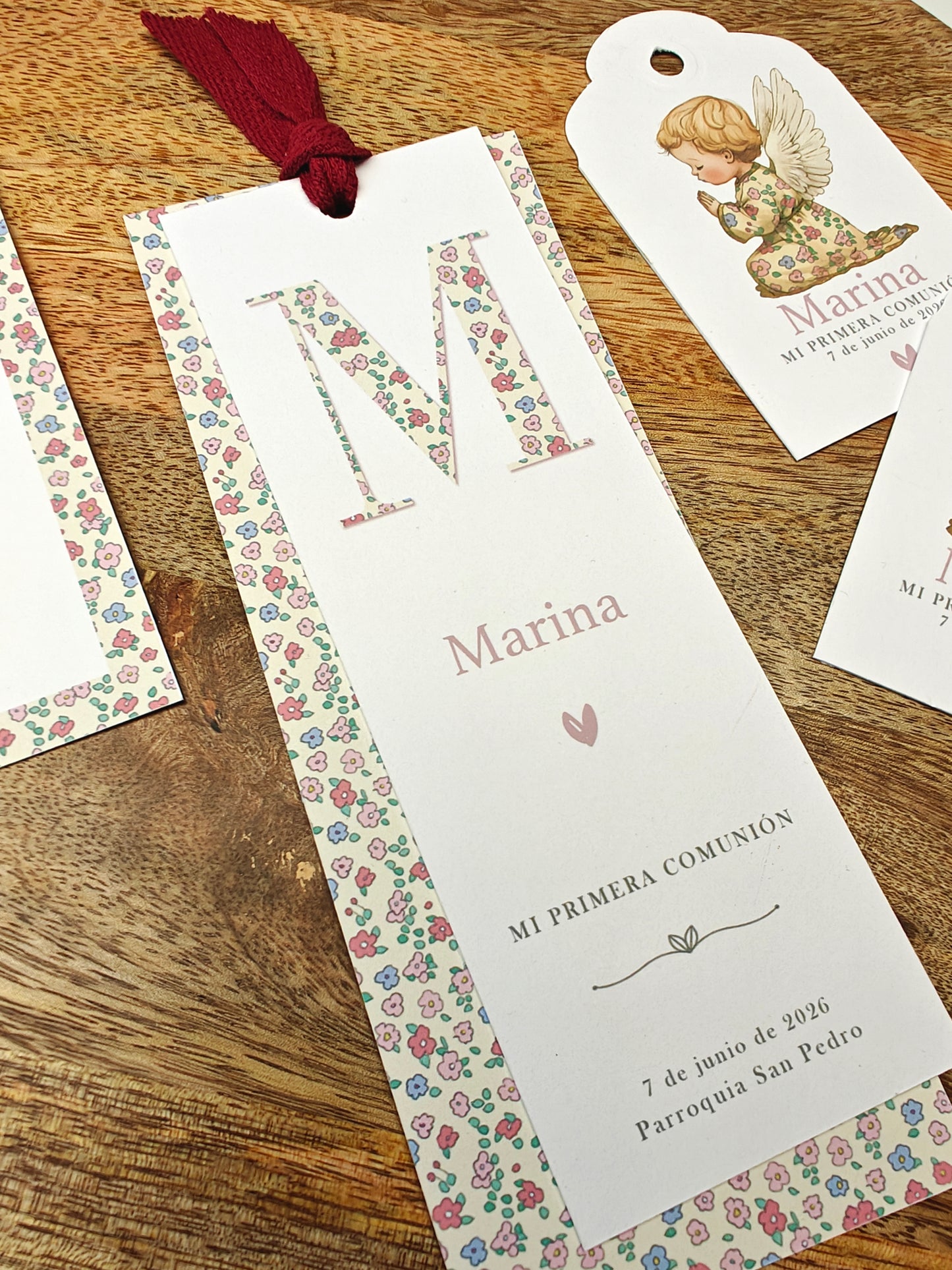 Recordatorio / Punto de libro personalizado Comunión COLECCIÓN ANGELITO NIÑA (NEW)