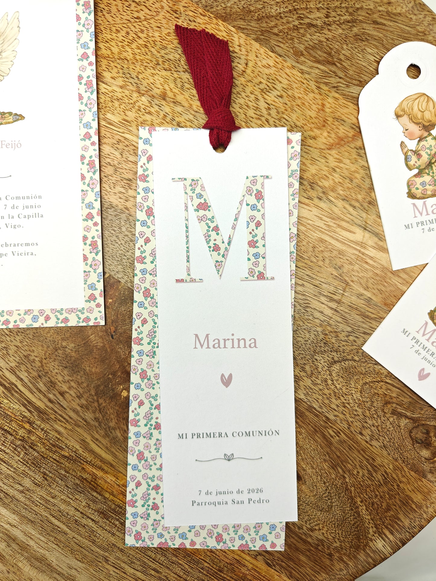 Recordatorio / Punto de libro personalizado Comunión COLECCIÓN ANGELITO NIÑA (NEW)