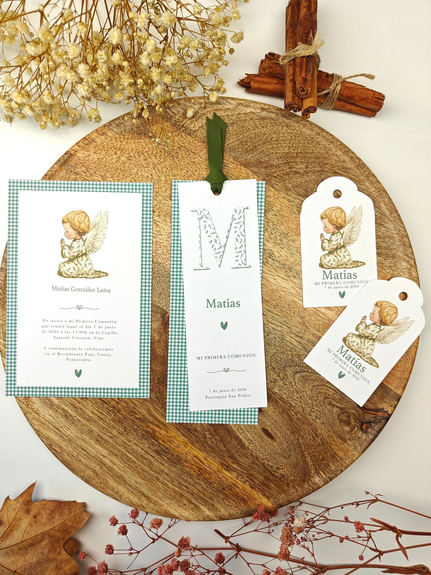 Recordatorio / Punto de libro personalizado Comunión COLECCIÓN ANGELITO NIÑO (NEW)