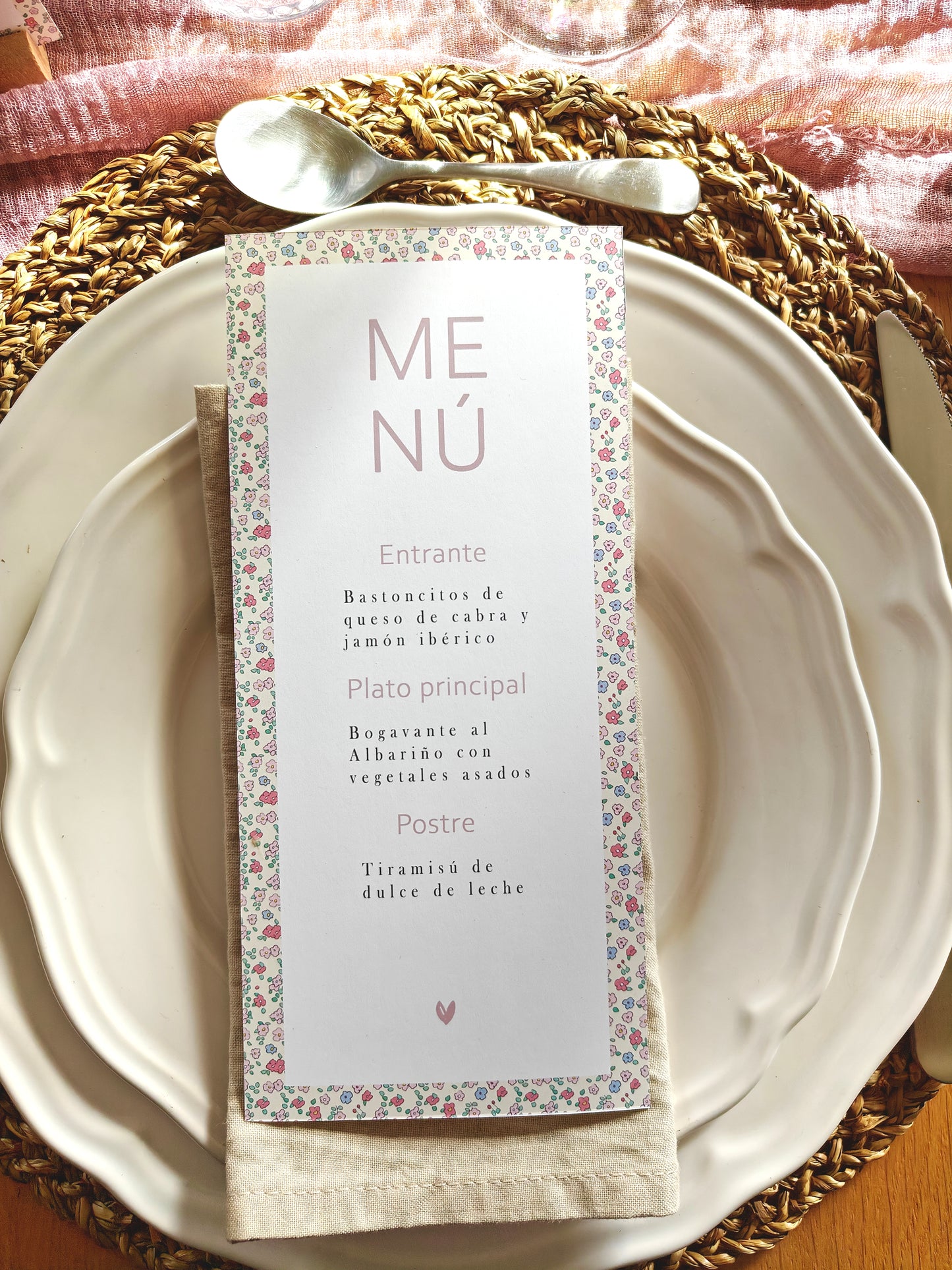 Minuta - Menú para mesa personalizado Primera Comunión COLECCIÓN ANGELITO