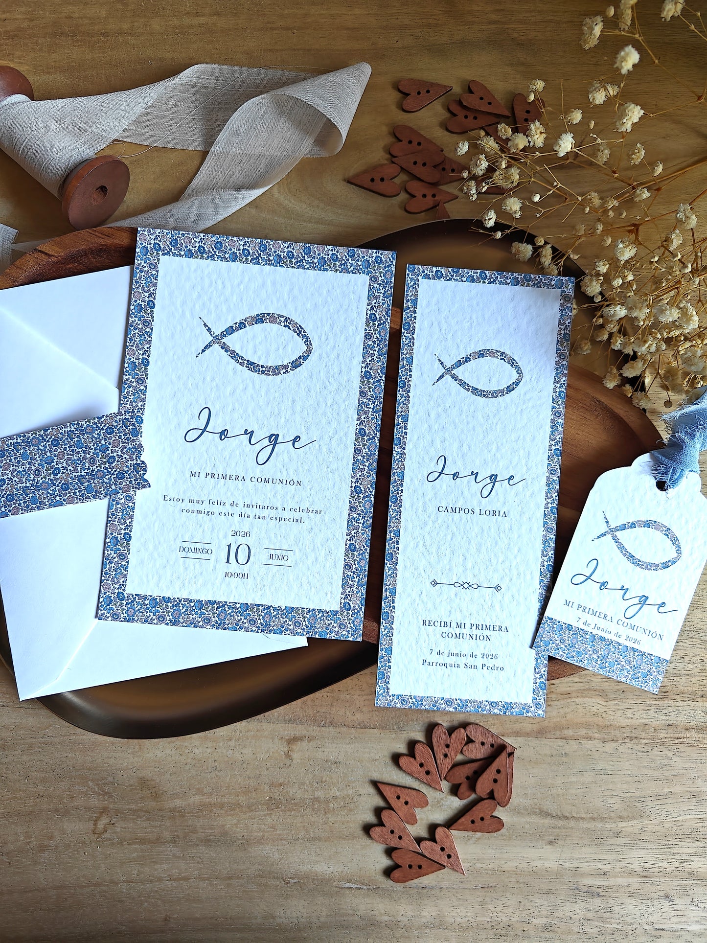 Invitación impresa personalizada Comunión COLECCIÓN PEZ NIÑO