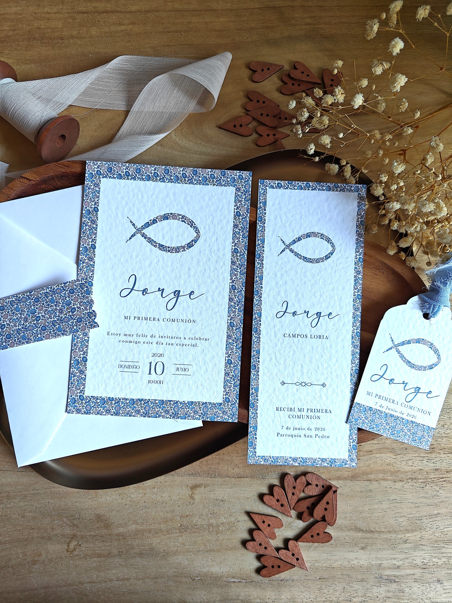 Invitación impresa personalizada Comunión COLECCIÓN PEZ NIÑO