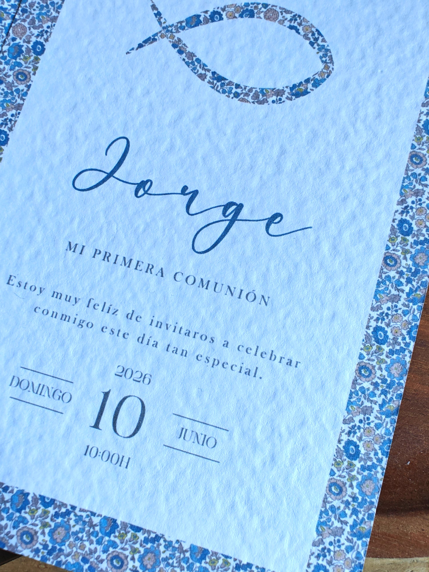 Invitación impresa personalizada Comunión COLECCIÓN PEZ NIÑO