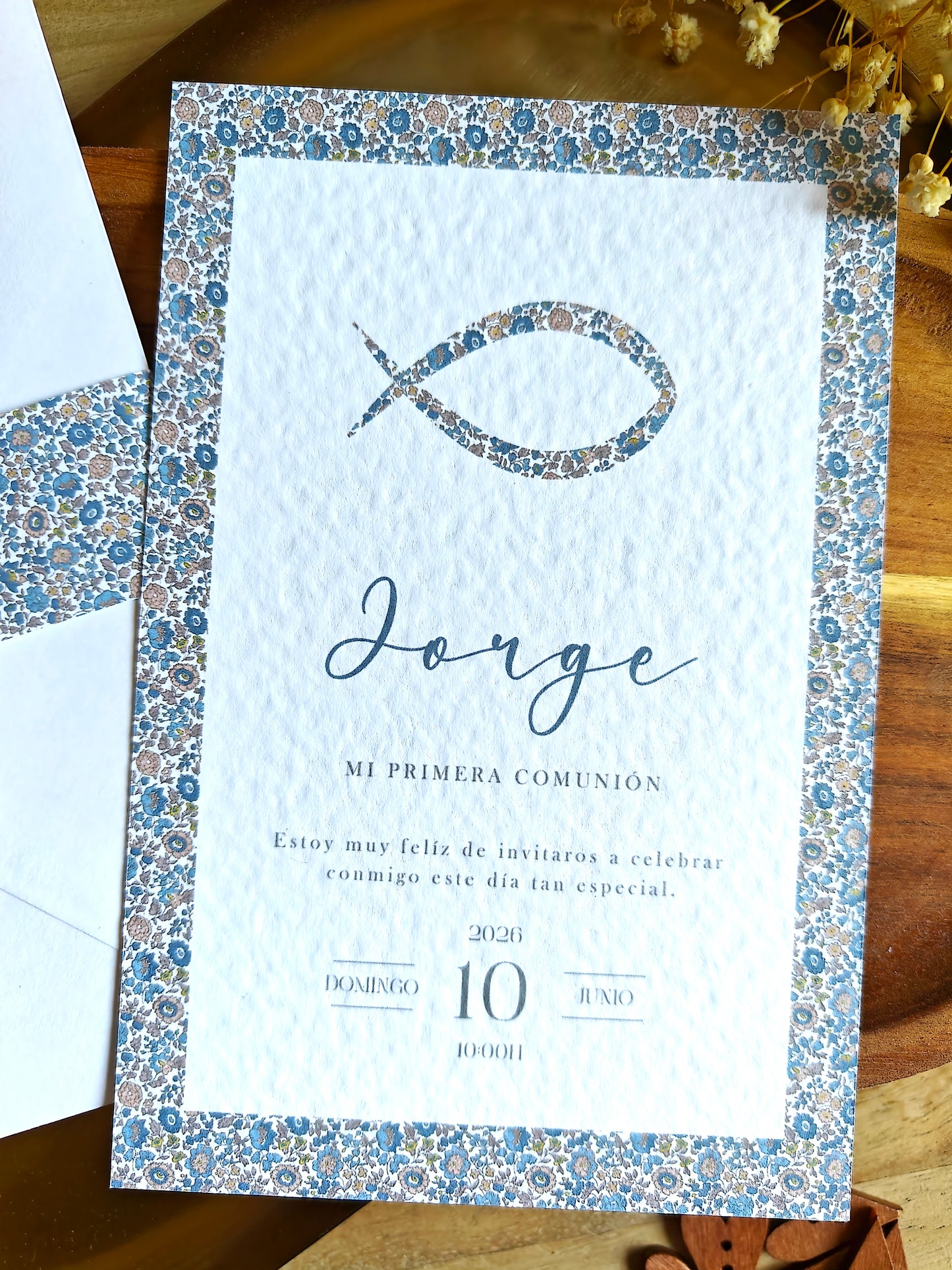 Invitación impresa personalizada Comunión COLECCIÓN PEZ NIÑO