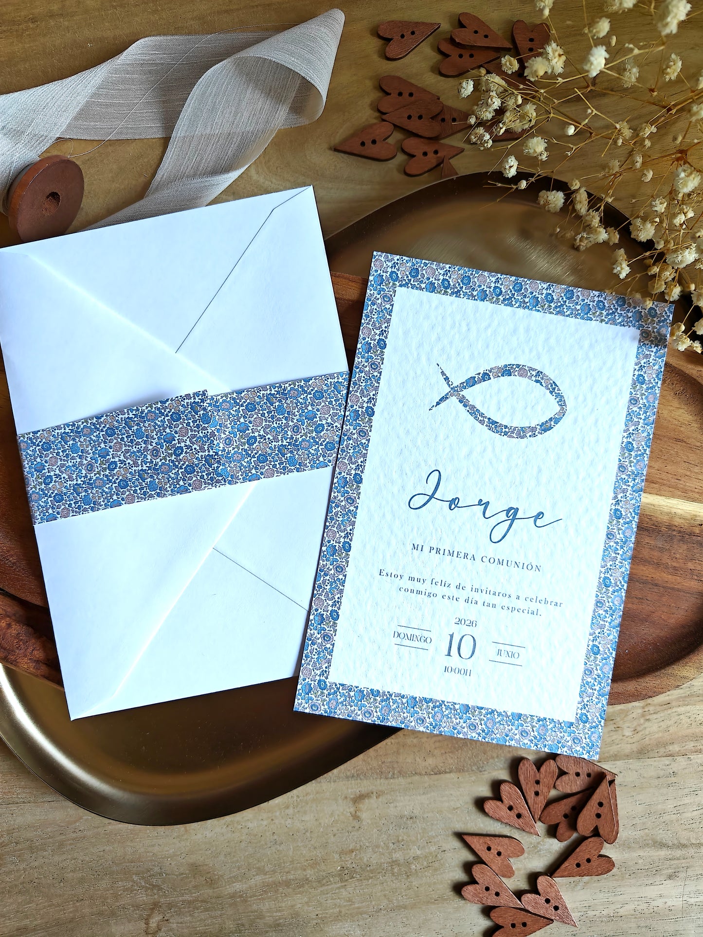 Invitación impresa personalizada Comunión COLECCIÓN PEZ NIÑO