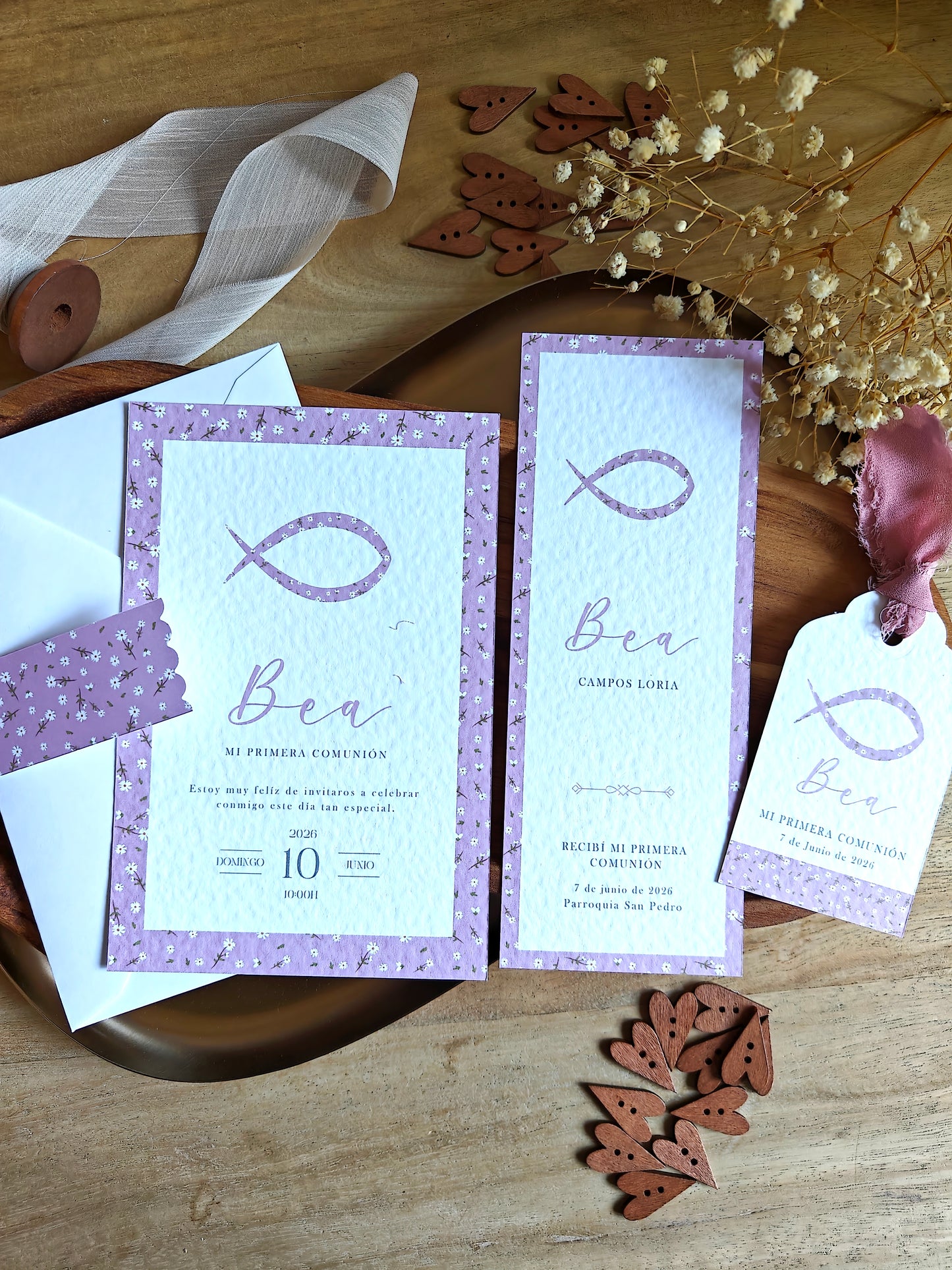 Invitación impresa personalizada Comunión COLECCIÓN PEZ NIÑA