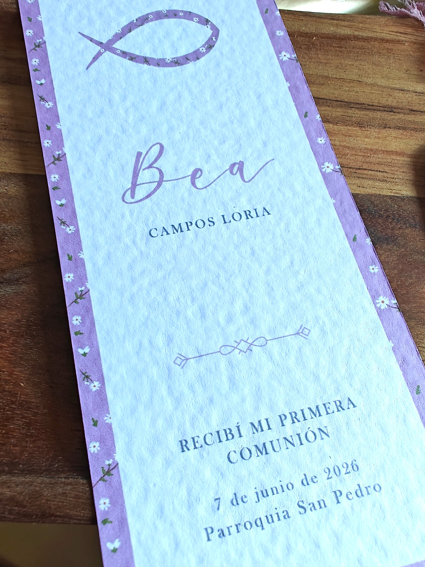 Recordatorio / Punto de libro personalizado Comunión COLECCIÓN PEZ