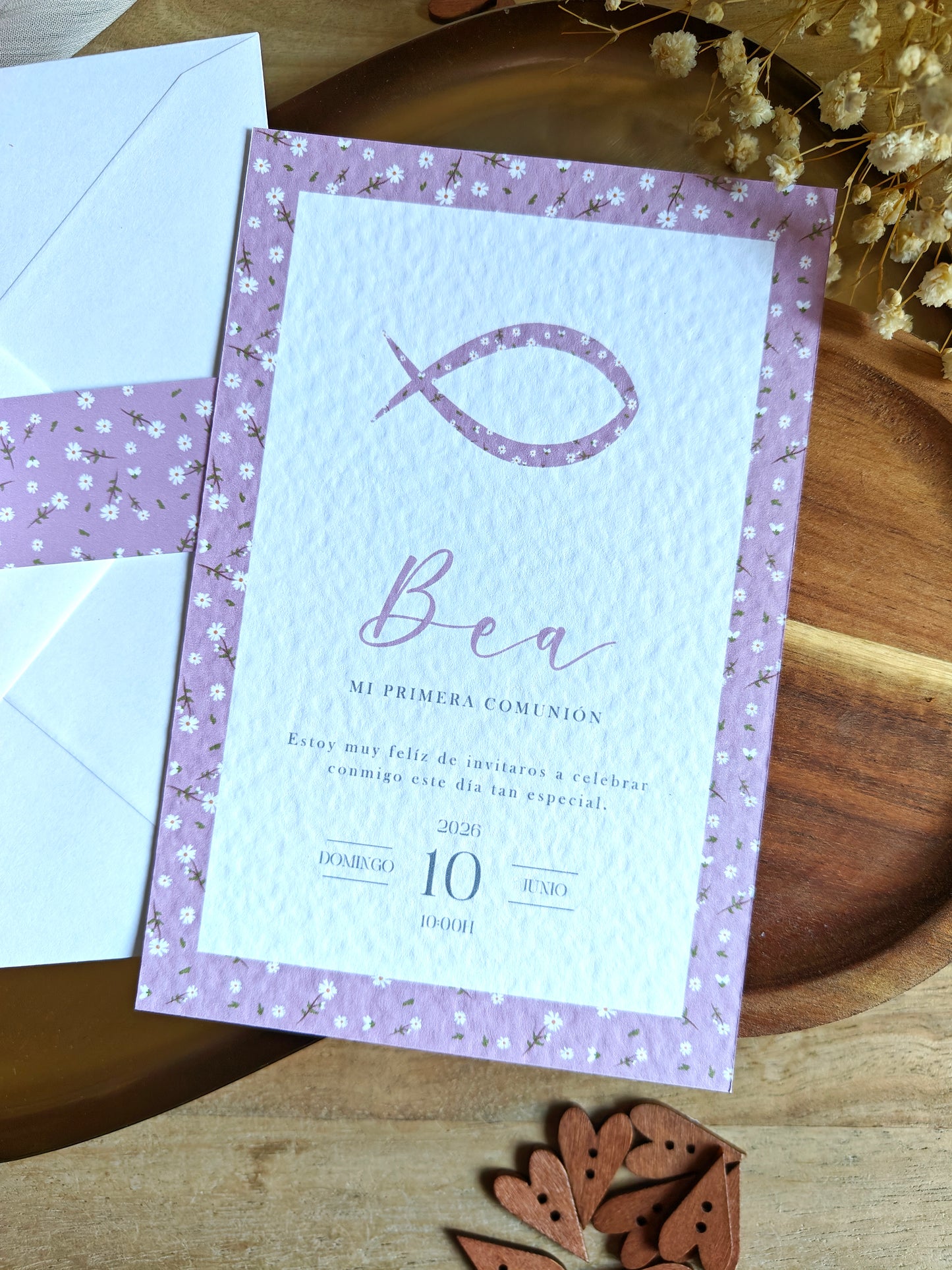 Invitación impresa personalizada Comunión COLECCIÓN PEZ NIÑA