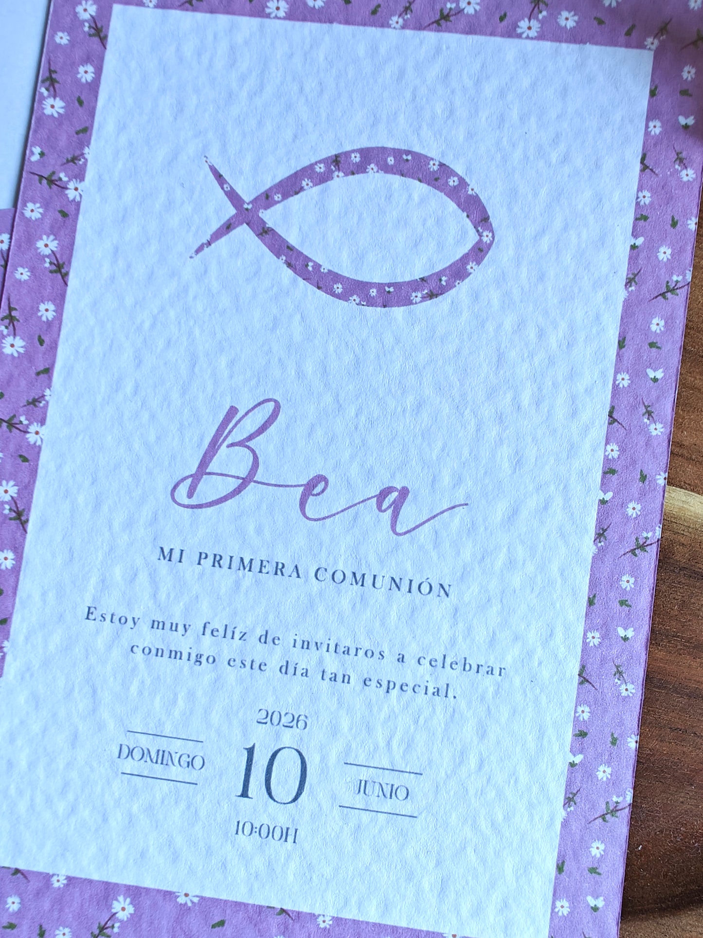 Invitación impresa personalizada Comunión COLECCIÓN PEZ NIÑA