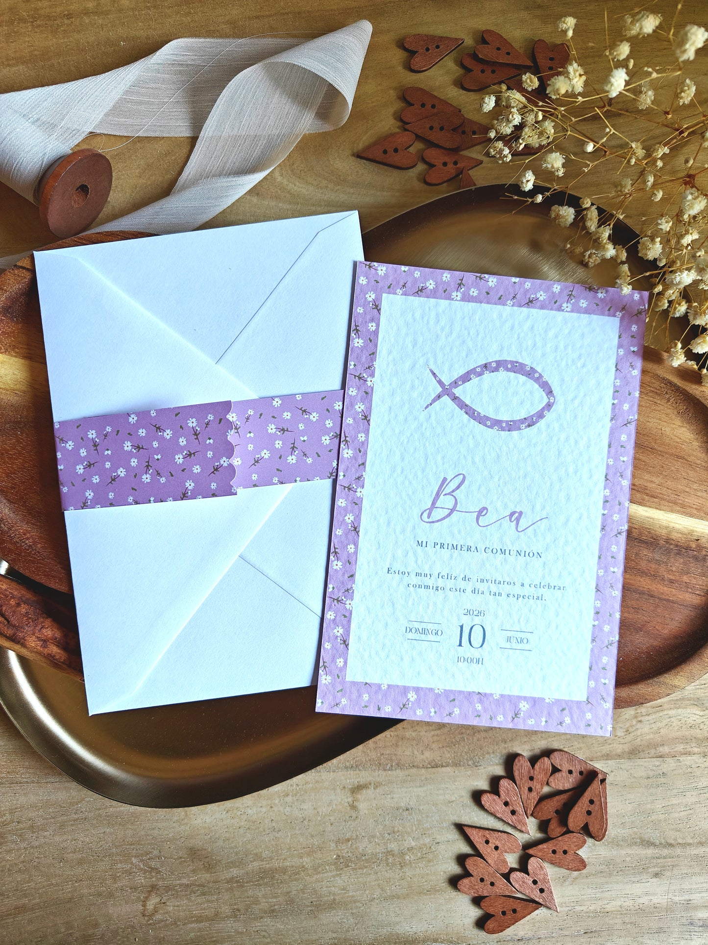 Invitación impresa personalizada Comunión COLECCIÓN PEZ NIÑA