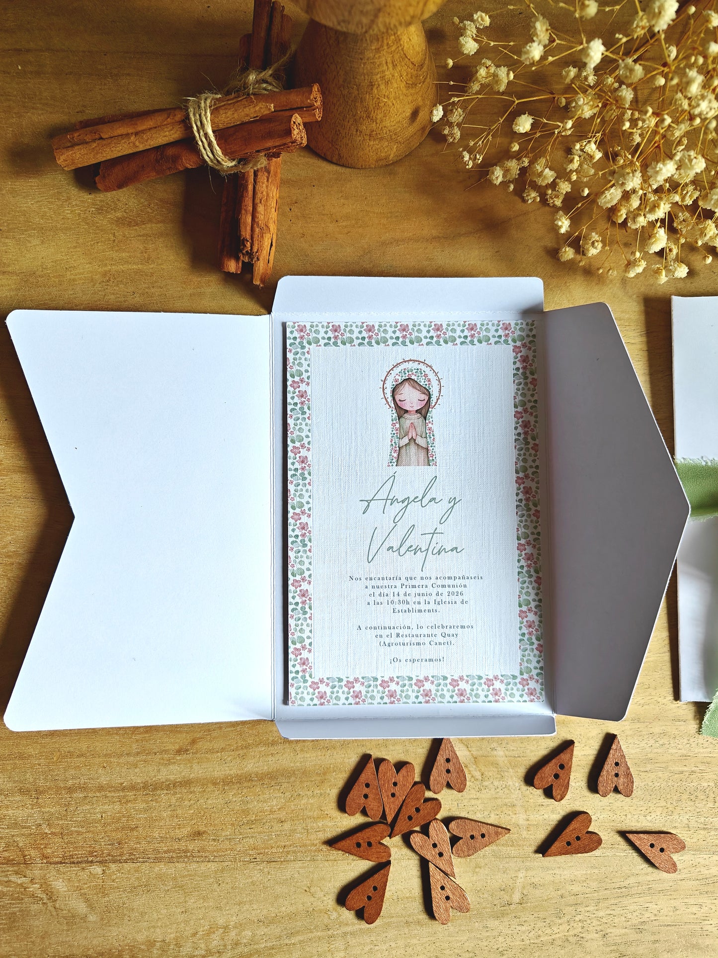 Invitación + carpeta personalizadas Comunión COLECCIÓN VIRGENCITA