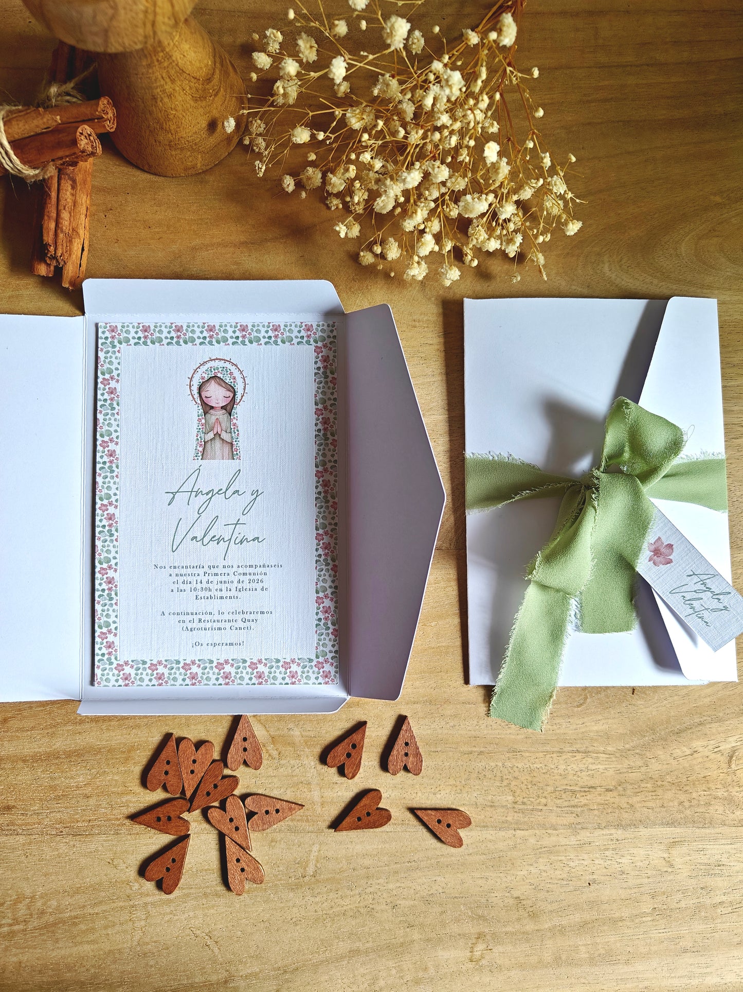 Invitación + carpeta personalizadas Comunión COLECCIÓN VIRGENCITA