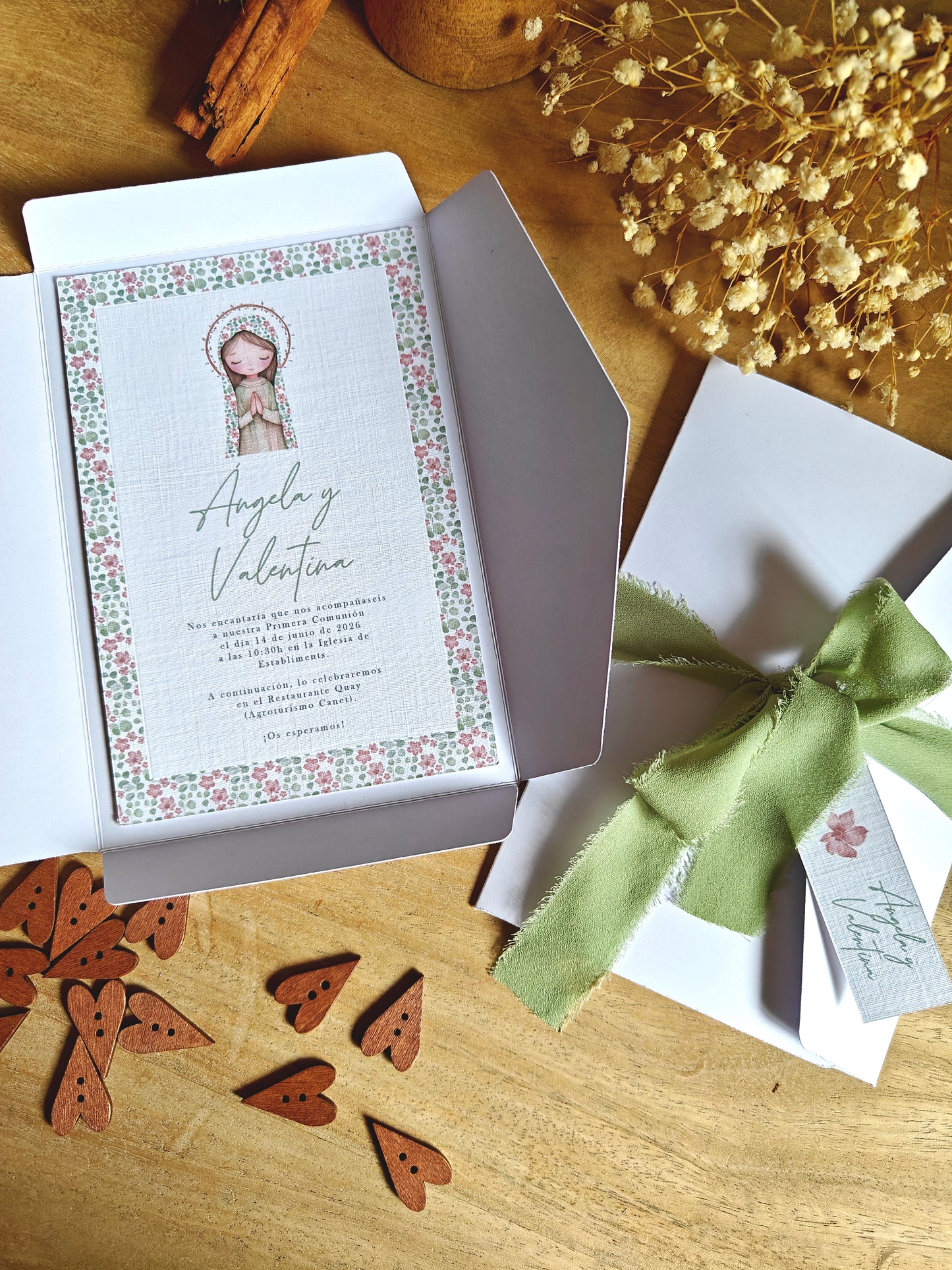 Invitación + carpeta personalizadas Comunión COLECCIÓN VIRGENCITA