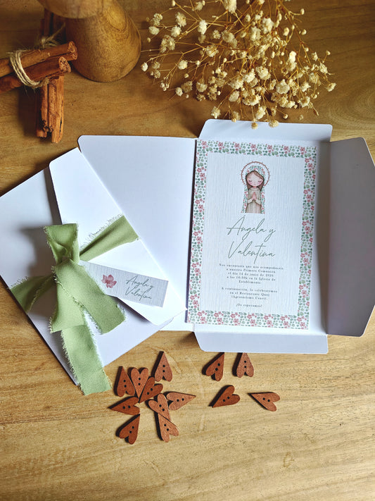 Invitación + carpeta personalizadas Comunión COLECCIÓN VIRGENCITA