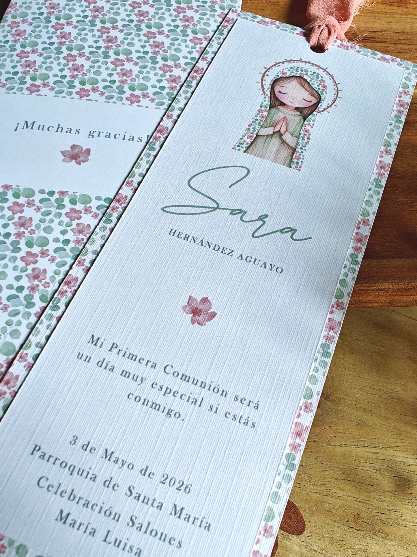 Recordatorio / Punto de libro personalizado Comunión COLECCIÓN VIRGENCITA (NEW)