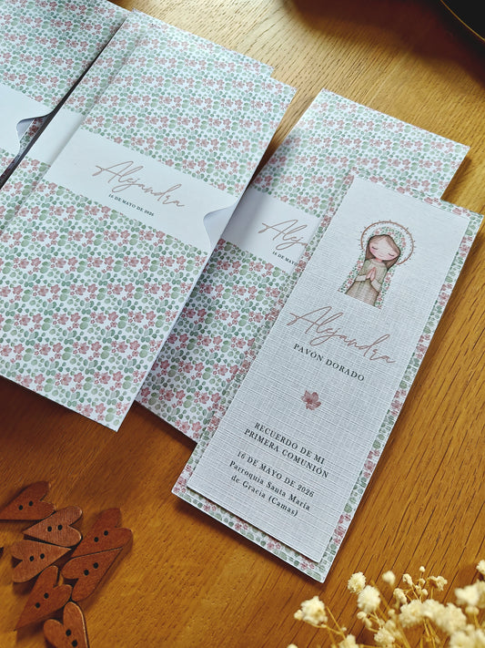 Recordatorio / Punto de libro personalizado Comunión COLECCIÓN VIRGENCITA