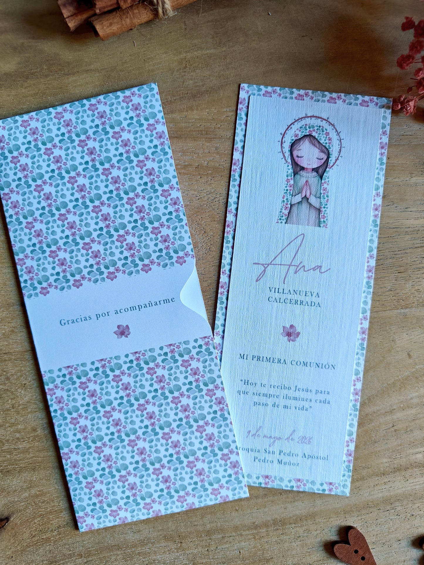 Recordatorio / Punto de libro personalizado Comunión COLECCIÓN VIRGENCITA