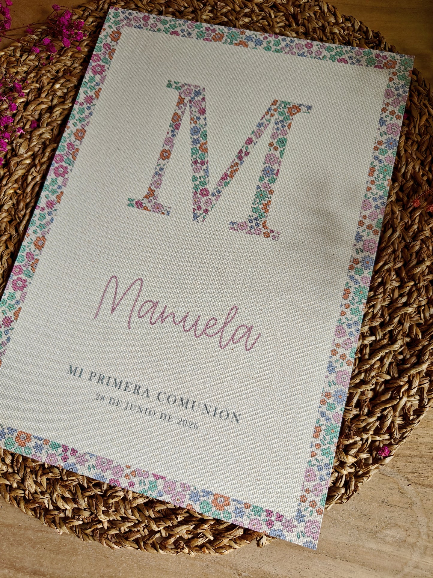 Láminas decorativas impresas personalizadas Comunión Inicial (niña)
